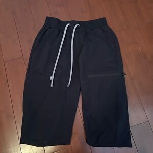 Fabletics Black Track Pants with Gray Drawstring
